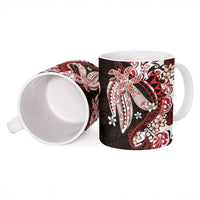 Monstera Plumeria Flowers Red Ceramic Mug Polynesian Pattern LT01 - Polynesian Pride