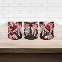 Monstera Plumeria Flowers Red Ceramic Mug Polynesian Pattern LT01 - Polynesian Pride