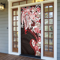 Monstera Plumeria Flowers Red Door Cover Polynesian Pattern LT01 - Polynesian Pride