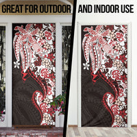 Monstera Plumeria Flowers Red Door Cover Polynesian Pattern LT01 - Polynesian Pride