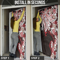 Monstera Plumeria Flowers Red Door Cover Polynesian Pattern LT01 - Polynesian Pride