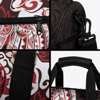 Monstera Plumeria Flowers Red Duffle Bag Polynesian Pattern