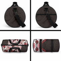 Monstera Plumeria Flowers Red Duffle Bag Polynesian Pattern