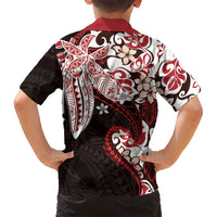 Monstera Plumeria Flowers Red Family Matching Short Sleeve Bodycon Dress and Hawaiian Shirt Polynesian Pattern