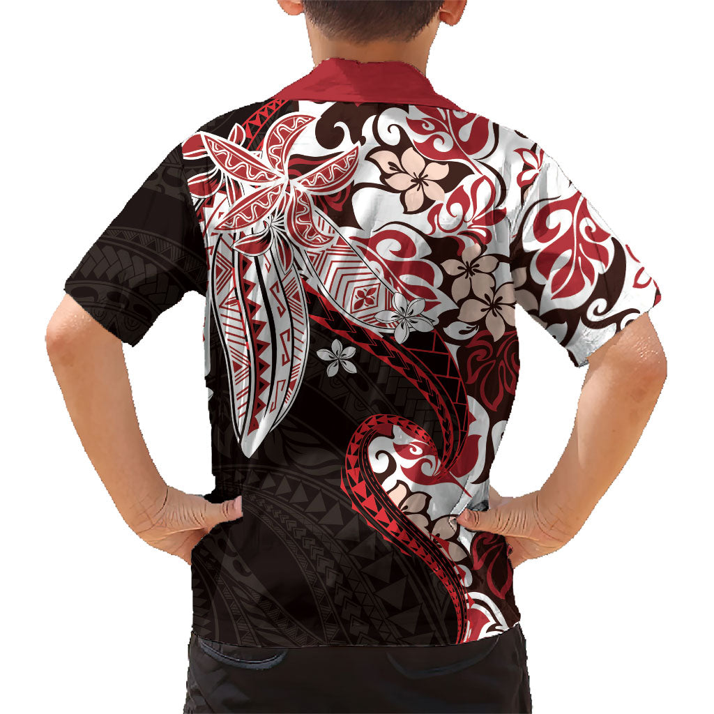 Monstera Plumeria Flowers Red Hawaiian Shirt Polynesian Pattern