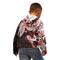 Monstera Plumeria Flowers Red Kid Hoodie Polynesian Pattern LT01 - Polynesian Pride