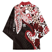Monstera Plumeria Flowers Red Kimono Polynesian Pattern LT01 - Polynesian Pride