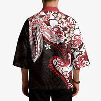 Monstera Plumeria Flowers Red Kimono Polynesian Pattern LT01 - Polynesian Pride