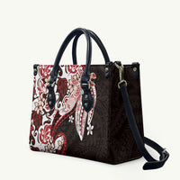 Monstera Plumeria Flowers Red Leather Bag Polynesian Pattern