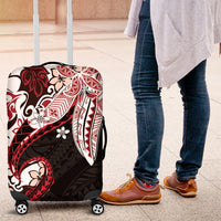 Monstera Plumeria Flowers Red Luggage Cover Polynesian Pattern LT01 Red - Polynesian Pride