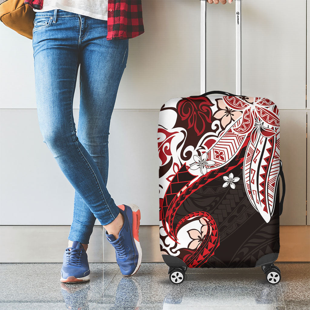 Monstera Plumeria Flowers Red Luggage Cover Polynesian Pattern LT01 - Polynesian Pride