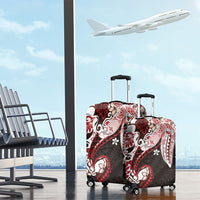 Monstera Plumeria Flowers Red Luggage Cover Polynesian Pattern LT01 - Polynesian Pride