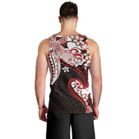 Monstera Plumeria Flowers Red Men Tank Top Polynesian Pattern LT01 - Polynesian Pride