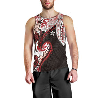 Monstera Plumeria Flowers Red Men Tank Top Polynesian Pattern LT01 - Polynesian Pride