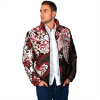 Monstera Plumeria Flowers Red Padded Jacket Polynesian Pattern LT01 - Polynesian Pride