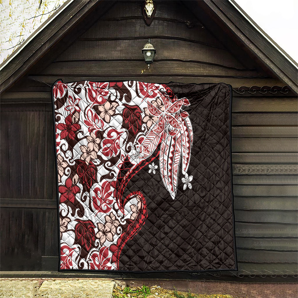 Monstera Plumeria Flowers Red Quilt Polynesian Pattern LT01 - Polynesian Pride