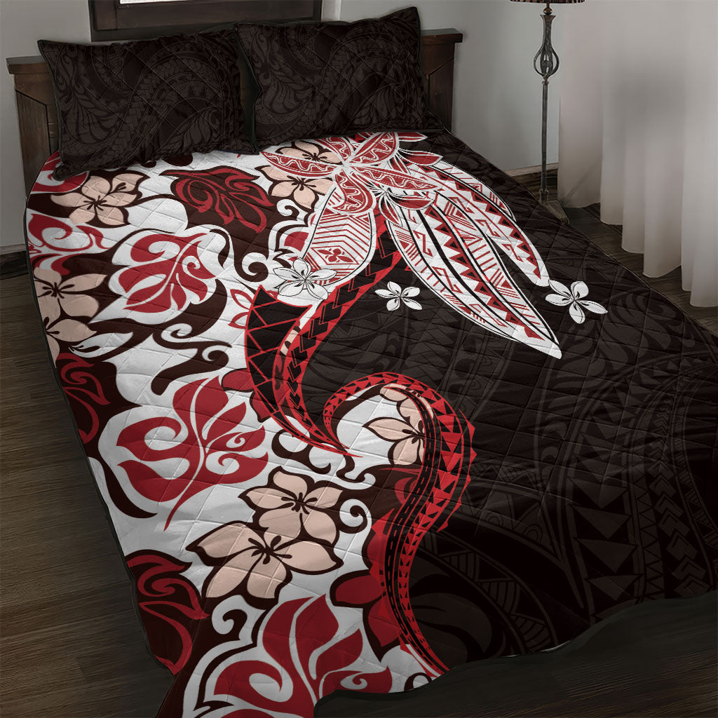 Monstera Plumeria Flowers Red Quilt Bed Set Polynesian Pattern LT01 Red - Polynesian Pride