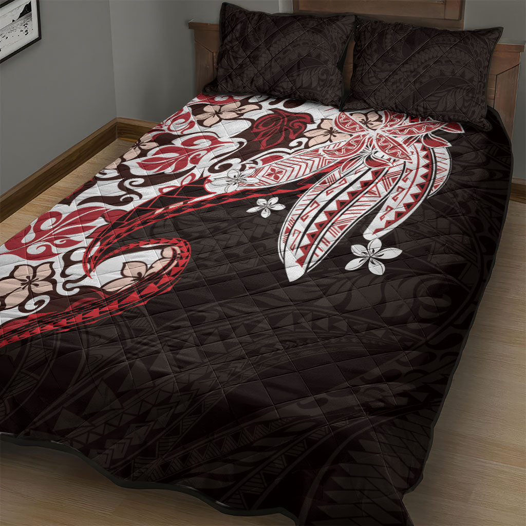 Monstera Plumeria Flowers Red Quilt Bed Set Polynesian Pattern LT01 - Polynesian Pride