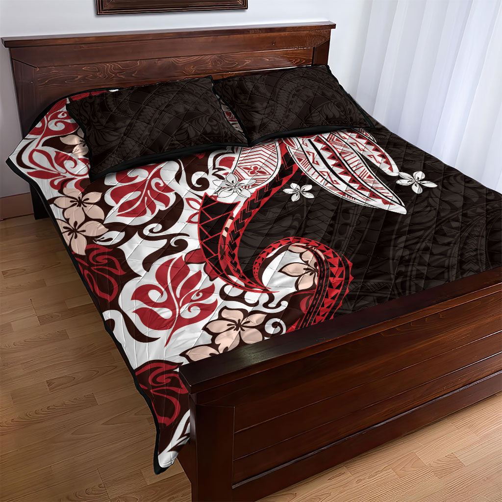 Monstera Plumeria Flowers Red Quilt Bed Set Polynesian Pattern LT01 - Polynesian Pride