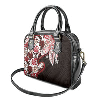 Monstera Plumeria Flowers Red Shoulder Handbag Polynesian Pattern LT01 - Polynesian Pride