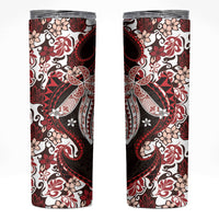Monstera Plumeria Flowers Red Skinny Tumbler Polynesian Pattern LT01 Red - Polynesian Pride