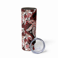 Monstera Plumeria Flowers Red Skinny Tumbler Polynesian Pattern LT01 - Polynesian Pride