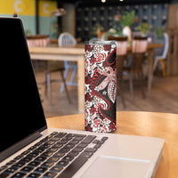 Monstera Plumeria Flowers Red Skinny Tumbler Polynesian Pattern LT01 - Polynesian Pride