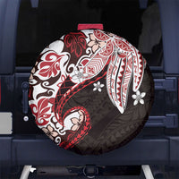 Monstera Plumeria Flowers Red Spare Tire Cover Polynesian Pattern LT01 No hole Red - Polynesian Pride
