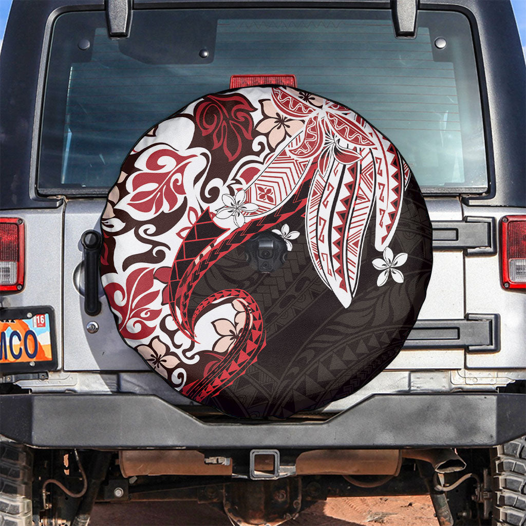 Monstera Plumeria Flowers Red Spare Tire Cover Polynesian Pattern LT01 Red - Polynesian Pride