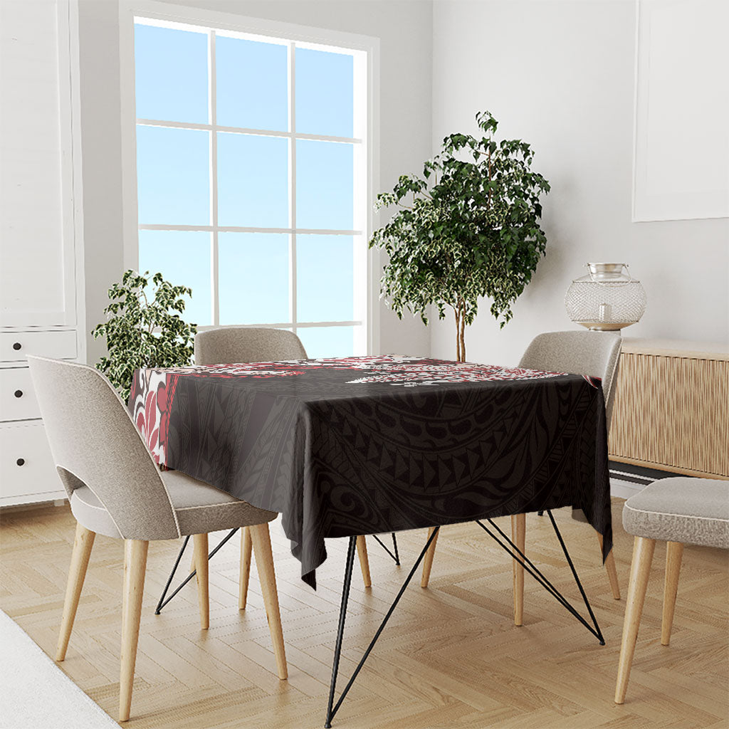 Monstera Plumeria Flowers Red Tablecloth Polynesian Pattern LT01 - Polynesian Pride