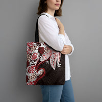 Monstera Plumeria Flowers Red Tote Bag Polynesian Pattern LT01 - Polynesian Pride