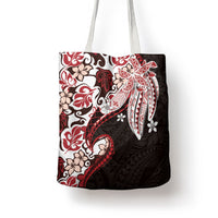 Monstera Plumeria Flowers Red Tote Bag Polynesian Pattern LT01 - Polynesian Pride