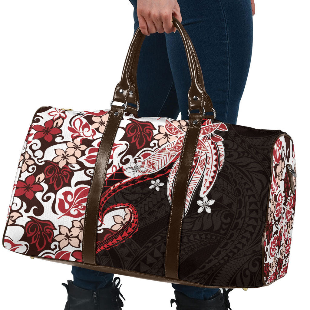 Monstera Plumeria Flowers Red Travel Bag Polynesian Pattern LT01 - Polynesian Pride