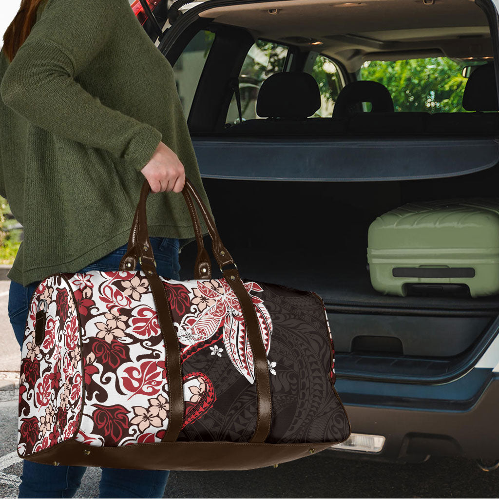 Monstera Plumeria Flowers Red Travel Bag Polynesian Pattern LT01 - Polynesian Pride