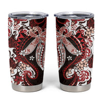 Monstera Plumeria Flowers Red Tumbler Cup Polynesian Pattern LT01 Red - Polynesian Pride