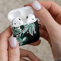 Monstera Plumeria Flowers Teal AirPods Case Polynesian Pattern LT01 - Polynesian Pride
