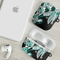 Monstera Plumeria Flowers Teal AirPods Case Polynesian Pattern LT01 - Polynesian Pride