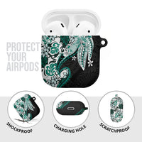 Monstera Plumeria Flowers Teal AirPods Case Polynesian Pattern LT01 - Polynesian Pride