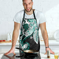 Monstera Plumeria Flowers Teal Apron Polynesian Pattern LT01 - Polynesian Pride