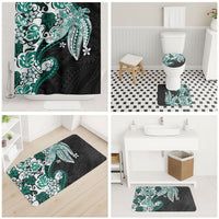 Monstera Plumeria Flowers Teal Bathroom Set Polynesian Pattern LT01 - Polynesian Pride