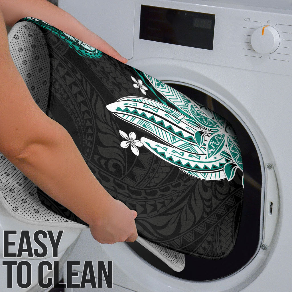 Monstera Plumeria Flowers Teal Bathroom Set Polynesian Pattern LT01 - Polynesian Pride