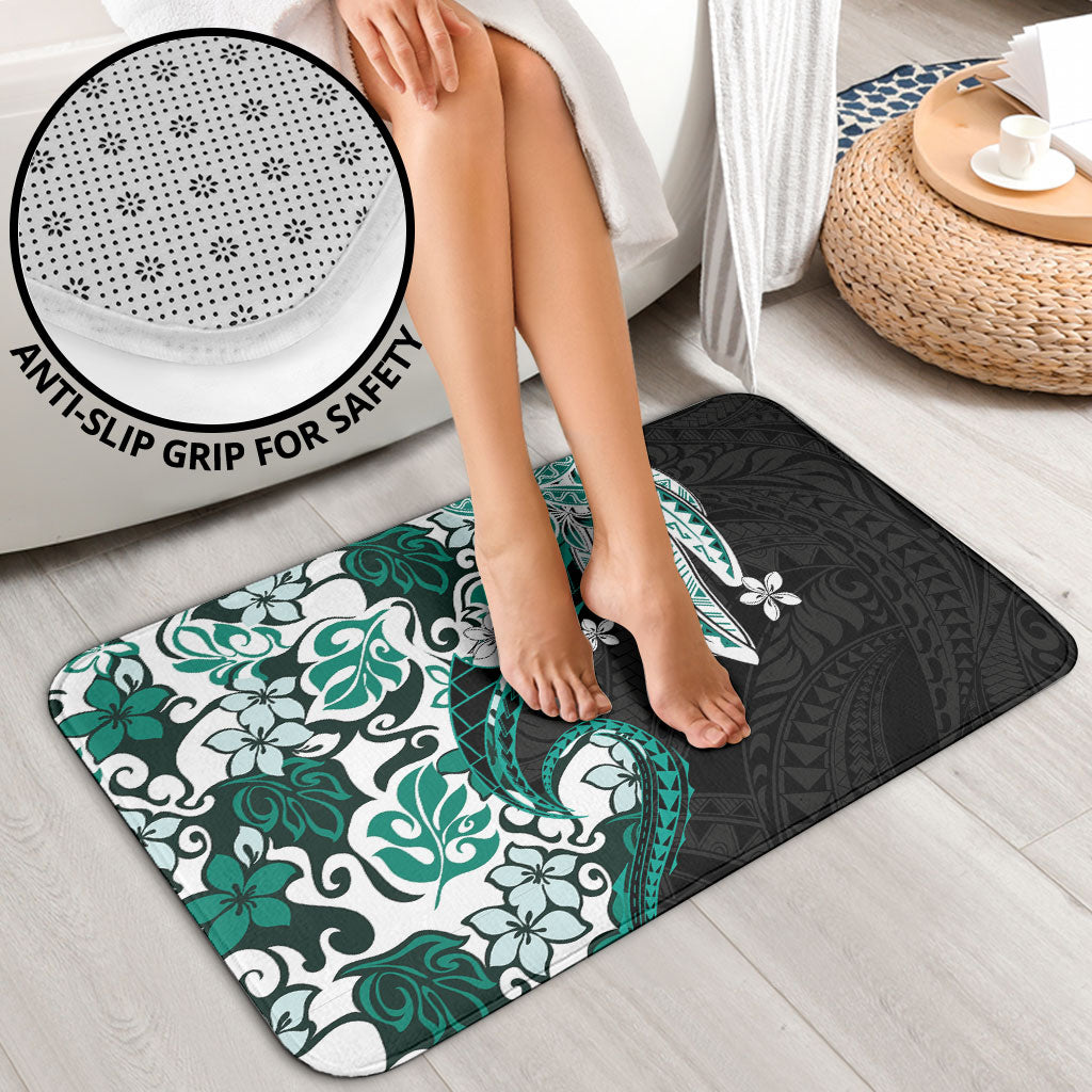 Monstera Plumeria Flowers Teal Bathroom Set Polynesian Pattern LT01 - Polynesian Pride