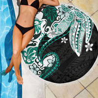 Monstera Plumeria Flowers Teal Beach Blanket Polynesian Pattern LT01 - Polynesian Pride