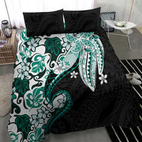 Monstera Plumeria Flowers Teal Bedding Set Polynesian Pattern LT01 - Polynesian Pride