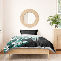 Monstera Plumeria Flowers Teal Bedding Set Polynesian Pattern LT01 - Polynesian Pride