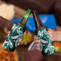 Monstera Plumeria Flowers Teal 4 in 1 Can Cooler Tumbler Polynesian Pattern LT01 - Polynesian Pride
