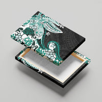 Monstera Plumeria Flowers Teal Canvas Wall Art Polynesian Pattern LT01 - Polynesian Pride