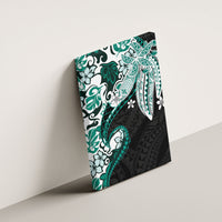Monstera Plumeria Flowers Teal Canvas Wall Art Polynesian Pattern LT01 - Polynesian Pride