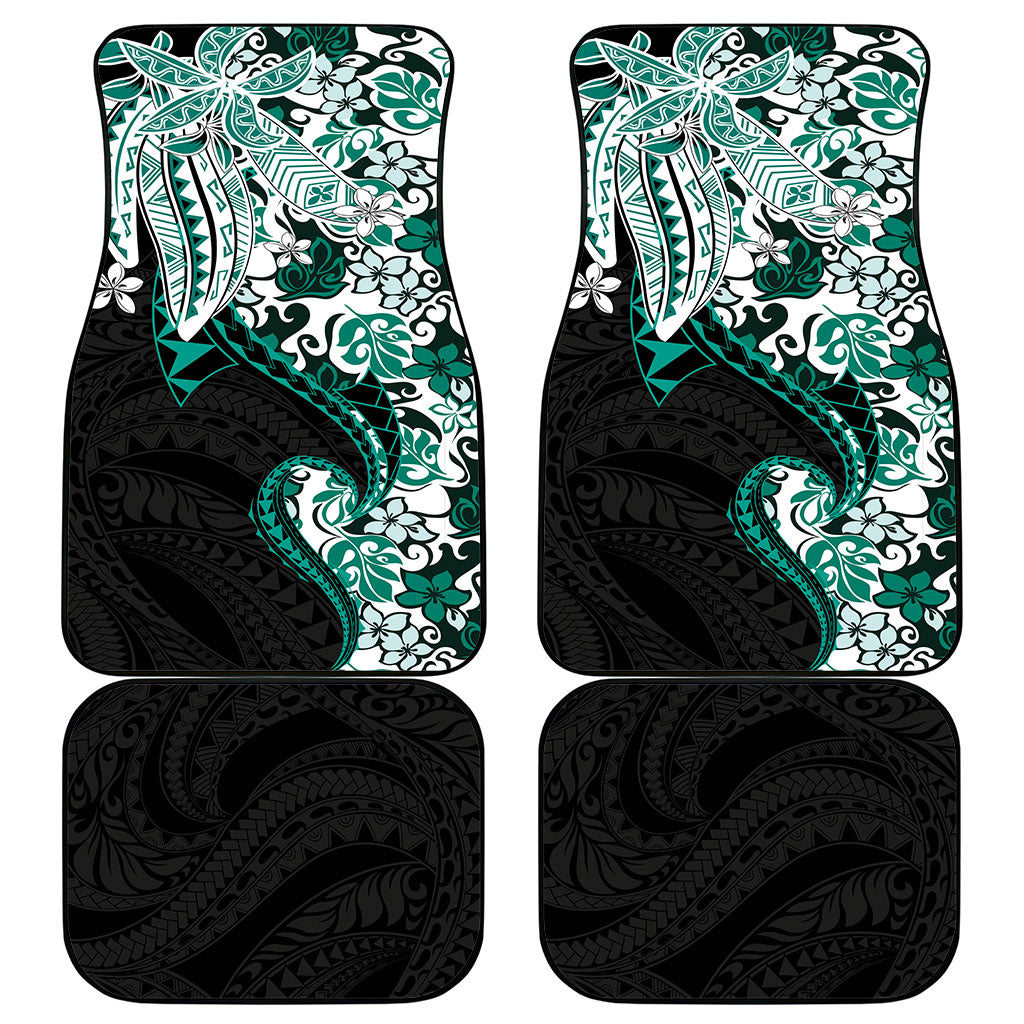Monstera Plumeria Flowers Teal Car Mats Polynesian Pattern LT01 - Polynesian Pride