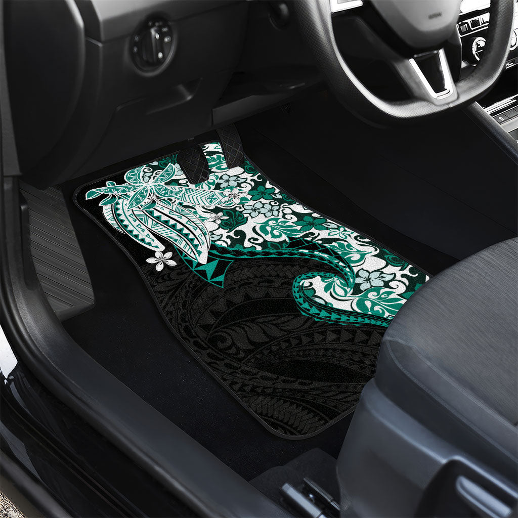 Monstera Plumeria Flowers Teal Car Mats Polynesian Pattern LT01 - Polynesian Pride